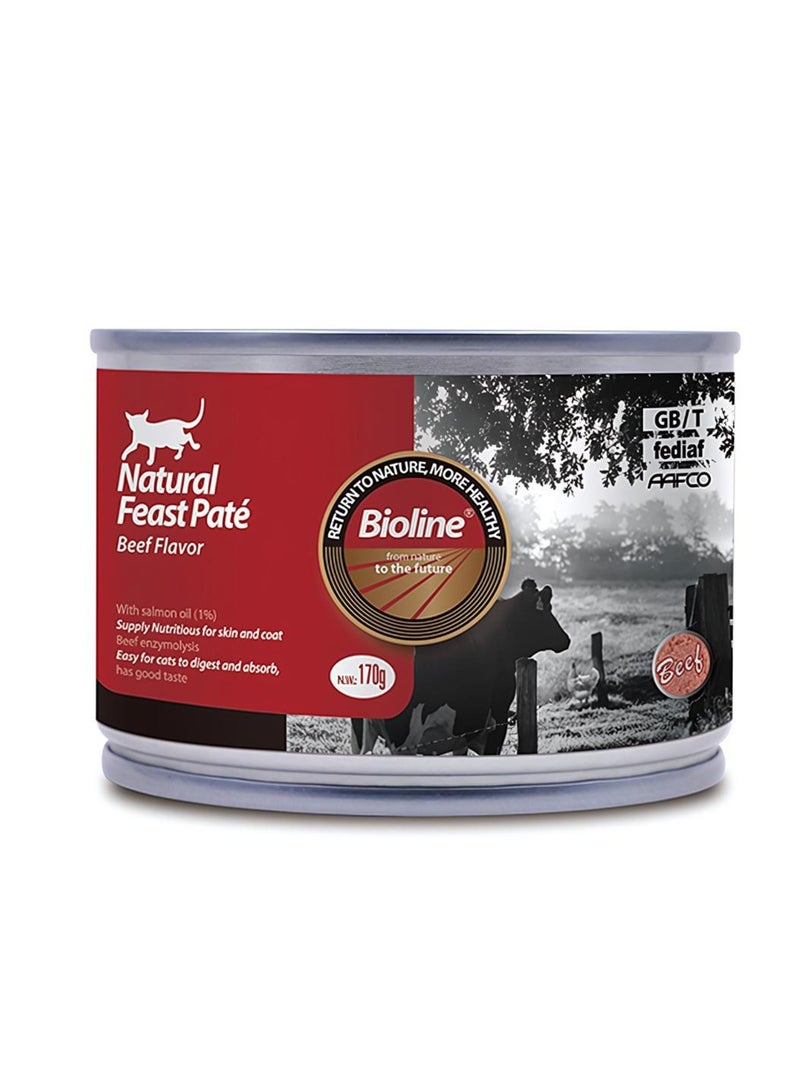 بايولاين باتيه بيولاين ناتشورال فيست للقطط بنكهة لحم البقر، علبة 170 جم × 5 قطع - Image 2