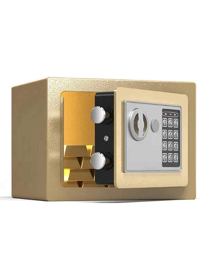 Mini Electronic Luxury Digital Security Safe with Electronic Keypad Lock and Physical Key for Home Office (Gold) - Image 1