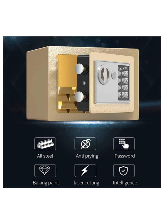 Mini Electronic Luxury Digital Security Safe with Electronic Keypad Lock and Physical Key for Home Office (Gold) - Image 5