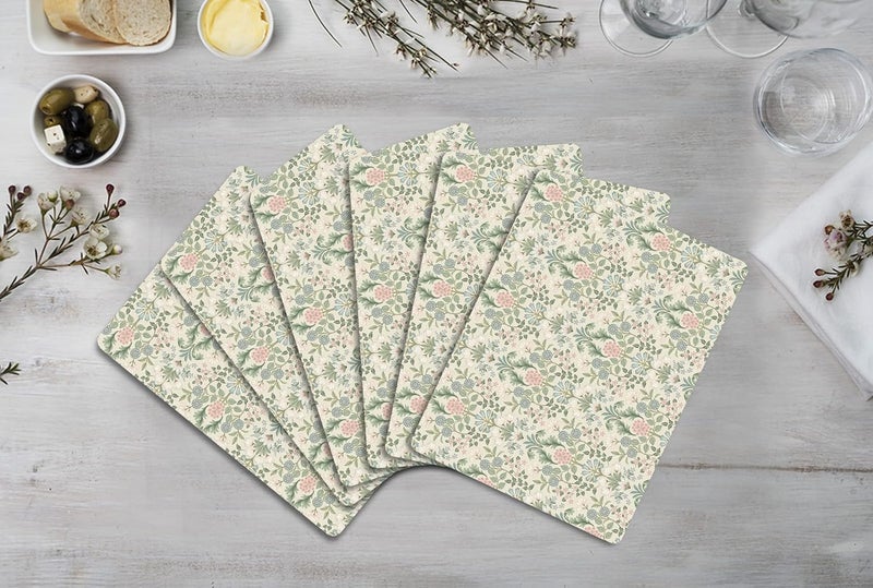 Space Of Joy Space of Joy Botanical Garden Design Premium Printed MDF Wooden Dining Table mats HeatWater Resistant Rectangle Shape Placemats for Dining Kitchen Indoor Outdoor Set of 6 Pieces - Image 3