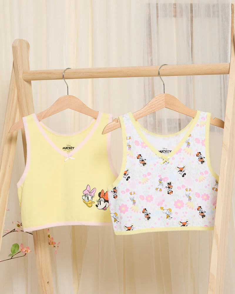 Redtag Senior Girls Yellow And White Bra (Pack of 2)