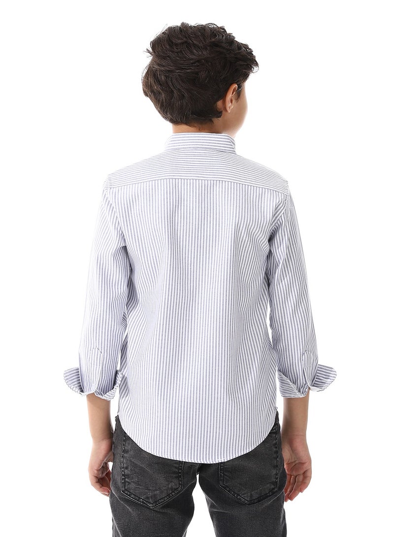 Andora Candy Stripes Boys Oxford Shirt_White & Navy Blue - Image 3