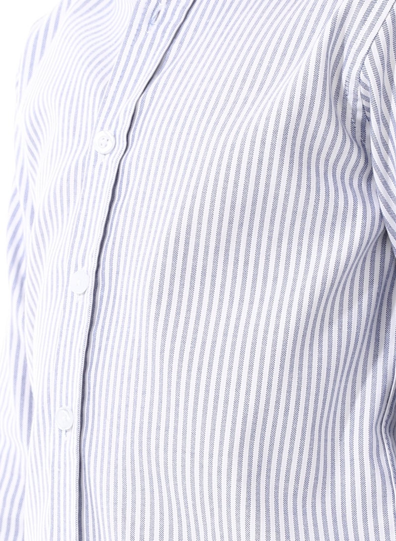 Andora Candy Stripes Boys Oxford Shirt_White & Navy Blue - Image 5