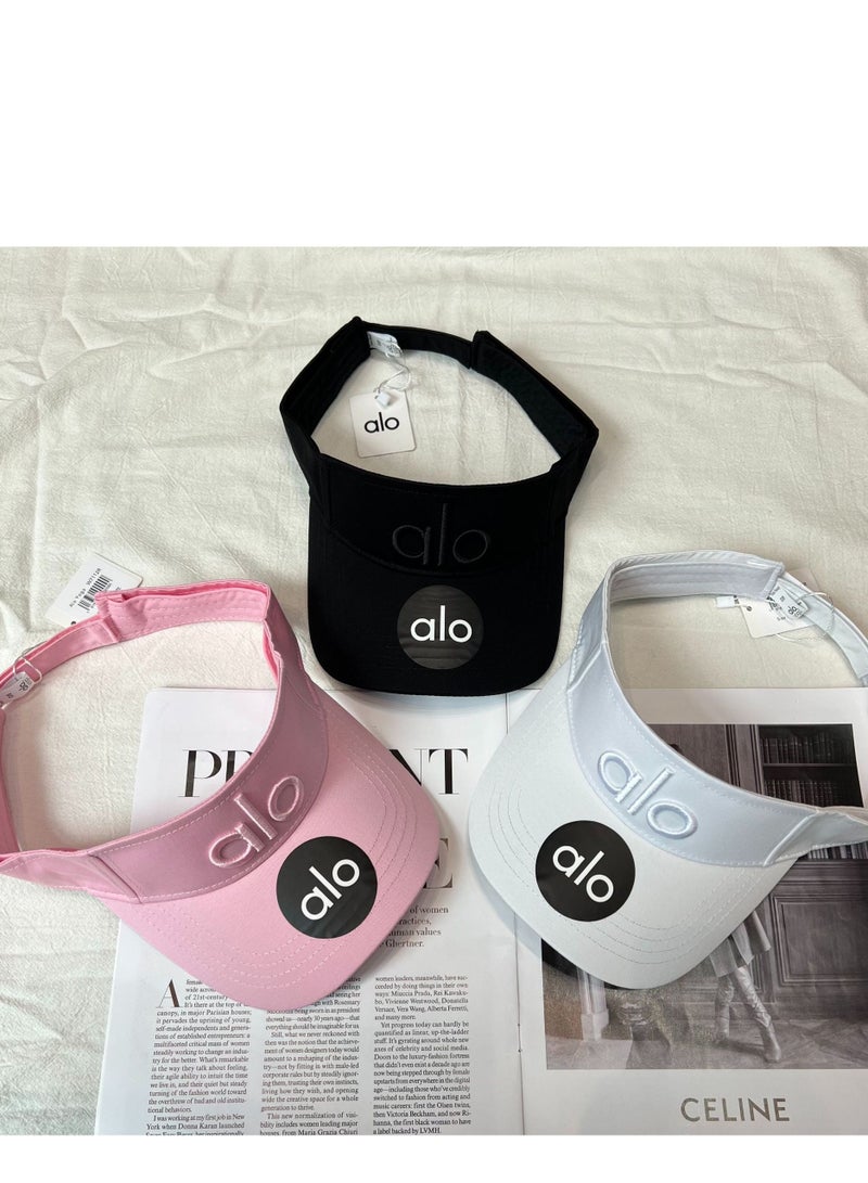 alo Women's Embroidered Sun Sports Visor Caps Empty Top Adjustable Ball Caps - Image 3