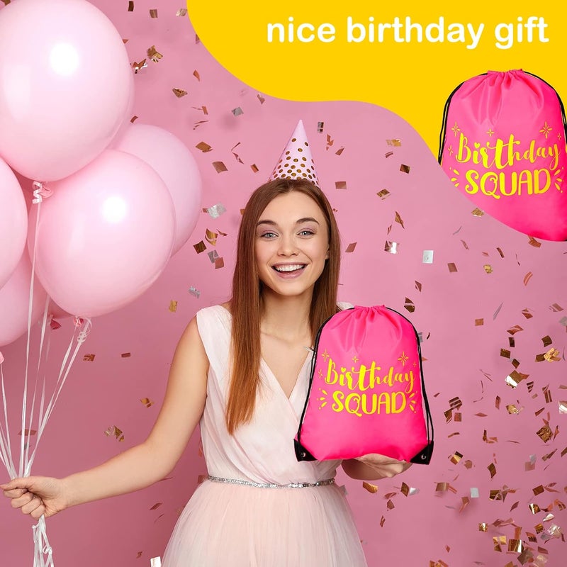 Marsui 7 Pack Birthday Squad Drawstring Bags Rose Red Squad Queen Girls Birthday Party Favor Drawstring Bags for Bachelorette Party Girls Trip Gifts Favors - Image 5