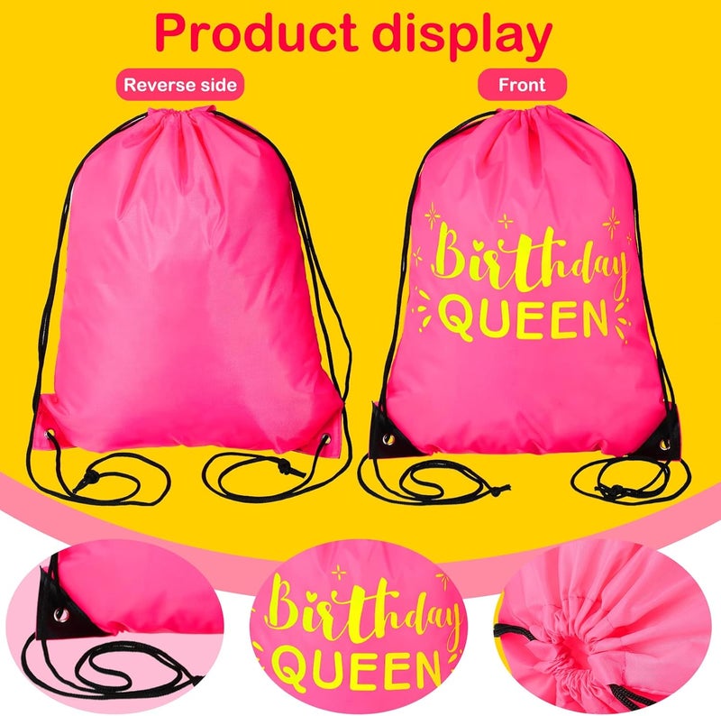 Marsui 7 Pack Birthday Squad Drawstring Bags Rose Red Squad Queen Girls Birthday Party Favor Drawstring Bags for Bachelorette Party Girls Trip Gifts Favors - Image 3
