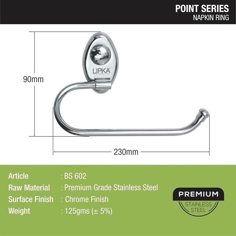 Lipka LIPKA Point Series Napkin Ring Premium Stainless Steel Towel Ring for Washbasins Hand Towel Hanger with Glossy Finish  - Image 2