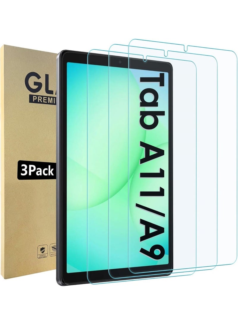 عبوة من 3 واقيات شاشة متوافقة مع سامسونج جالاكسي تاب A11 2025 / A9 8.7 بوصة SM-X110/X115، فيلم زجاجي مقوى عالي الوضوح مقاوم للخدش، يدعم قلم سامسونج، واقي 9H مع أدوات التركيب - Image 1