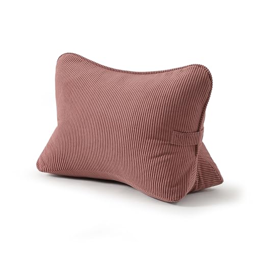 Ailuteie Pat Pend Corduroy Back Pillow for Sitting Up Reading Ergonomic Triangle Lumbar Support Cushion for Sofa Armchair Bed Removable Cover Brick Brown - Image 1