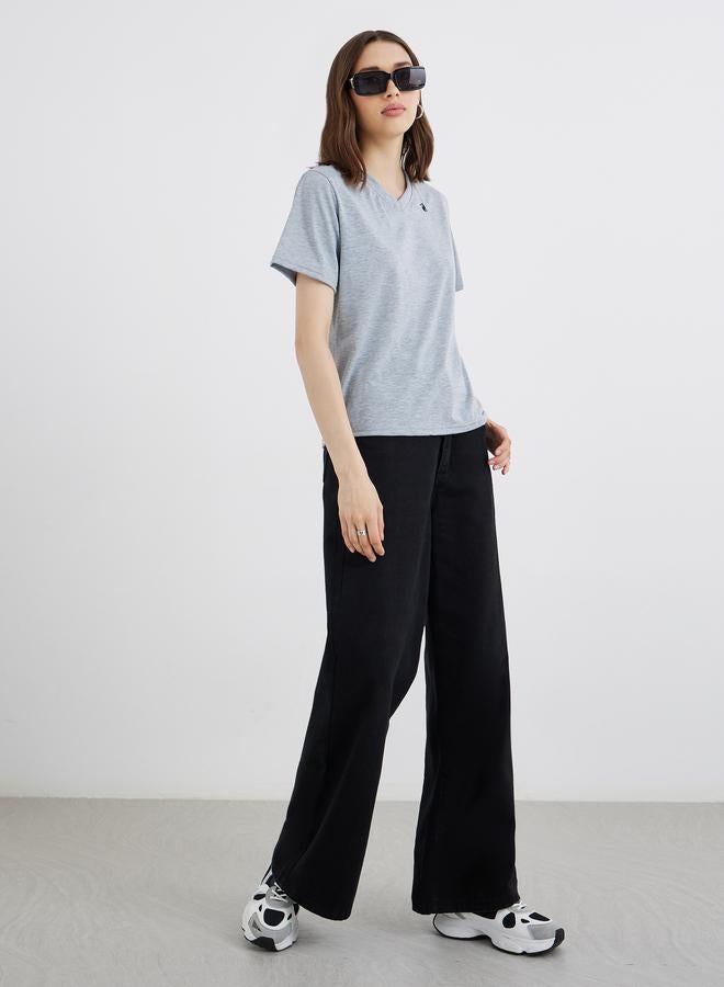 Take Two Embroidered V-Neck Regular Fit T-Shirt - Image 2