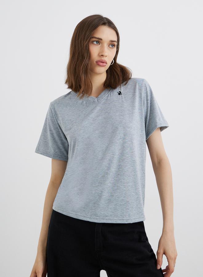 Take Two Embroidered V-Neck Regular Fit T-Shirt - Image 3