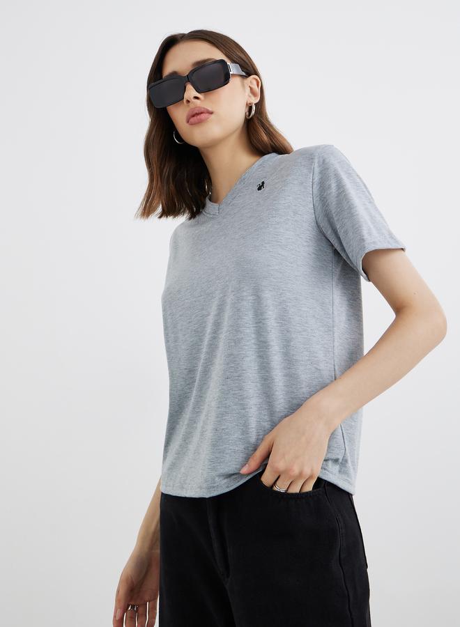 Take Two Embroidered V-Neck Regular Fit T-Shirt - Image 1