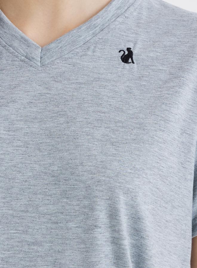 Take Two Embroidered V-Neck Regular Fit T-Shirt - Image 4