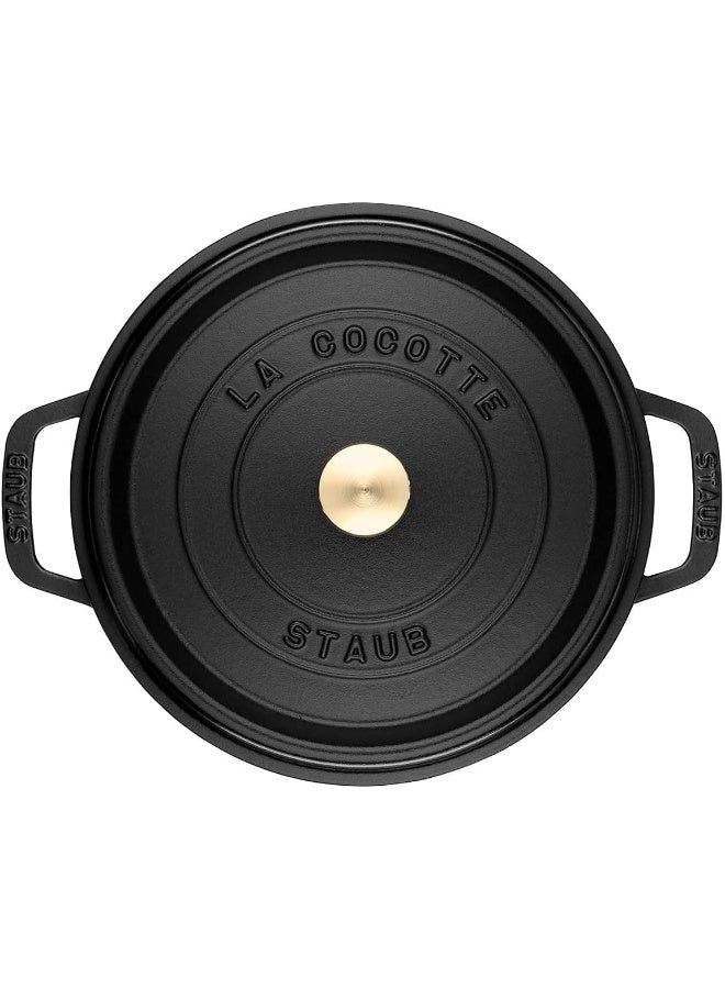 Staub Round Cocotte 30cm Black 8.3L Cast Iron Material Matte black inner enamel. Lid with Aroma Rain Structure. Suitable for all types of hobs, incl. induction. Ovensafe. Grill Safe. - Image 2