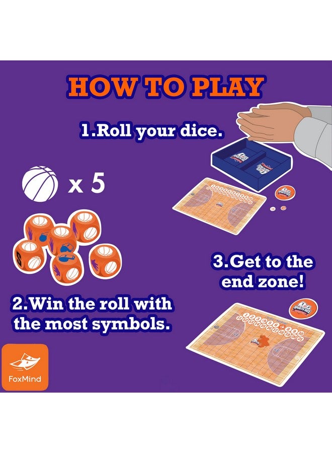 FoxMind Games: Sports Dice Basketball - Throw The Ball On Net & Dunk to Win, Rolling Board Game, Fun & Easy to Learn, Family-Kids Ages 8+ 2-4 Players - Image 4