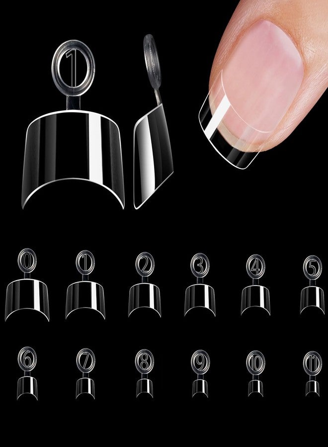 Bluezoo Soft Gel Extra Short Tapered Square False Nail Tips 600Pcs Clear Half Cover Salon Quality Press On Nails for Home Manicure Extension DIY Art Beginners & Professional, 12 Sizes with Box, BlueZOO - Image 1