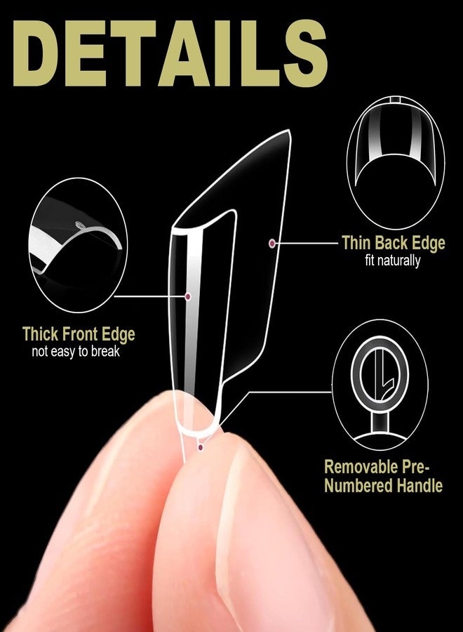 Bluezoo Soft Gel Extra Short Tapered Square False Nail Tips 600Pcs Clear Half Cover Salon Quality Press On Nails for Home Manicure Extension DIY Art Beginners & Professional, 12 Sizes with Box, BlueZOO - Image 2