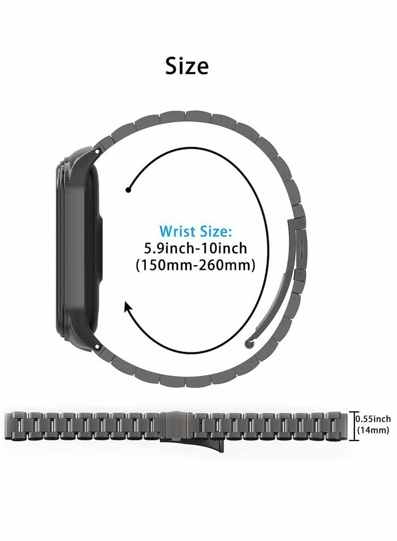 SYOSI Metal Watch Strap for Xiaomi Band, Stainless Steel WatchBand, Metal Replacement WatchBand, Smartwatch Replacement Bands, for Xiaomi Band 6/5/4/3 (Black) - Image 4
