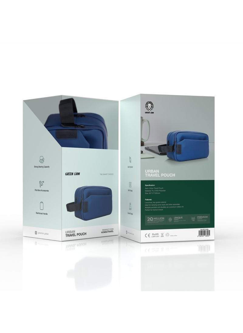 GREEN LION Urban Travel Pouch / Perfect for Home & Travel / Strong Bearing Capacity / Fits More Accessories / Reinforced Handle / Cable Organizer / Multi Ports / Double Polyester - Blue  - Image 2