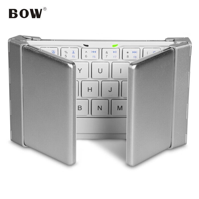 B.O.W Hangshi HB066 Keyboard, Wireless Bluetooth Keyboard, Office Keyboard, Foldable And Portable, 64 Keys, Mobile Phone And Tablet IPad Keyboard, Ultra-Thin Chocolate Keys, White - Image 1
