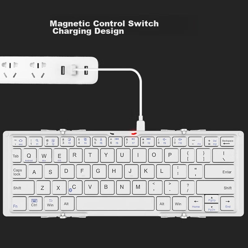 B.O.W Hangshi HB066 Keyboard, Wireless Bluetooth Keyboard, Office Keyboard, Foldable And Portable, 64 Keys, Mobile Phone And Tablet IPad Keyboard, Ultra-Thin Chocolate Keys, White - Image 4