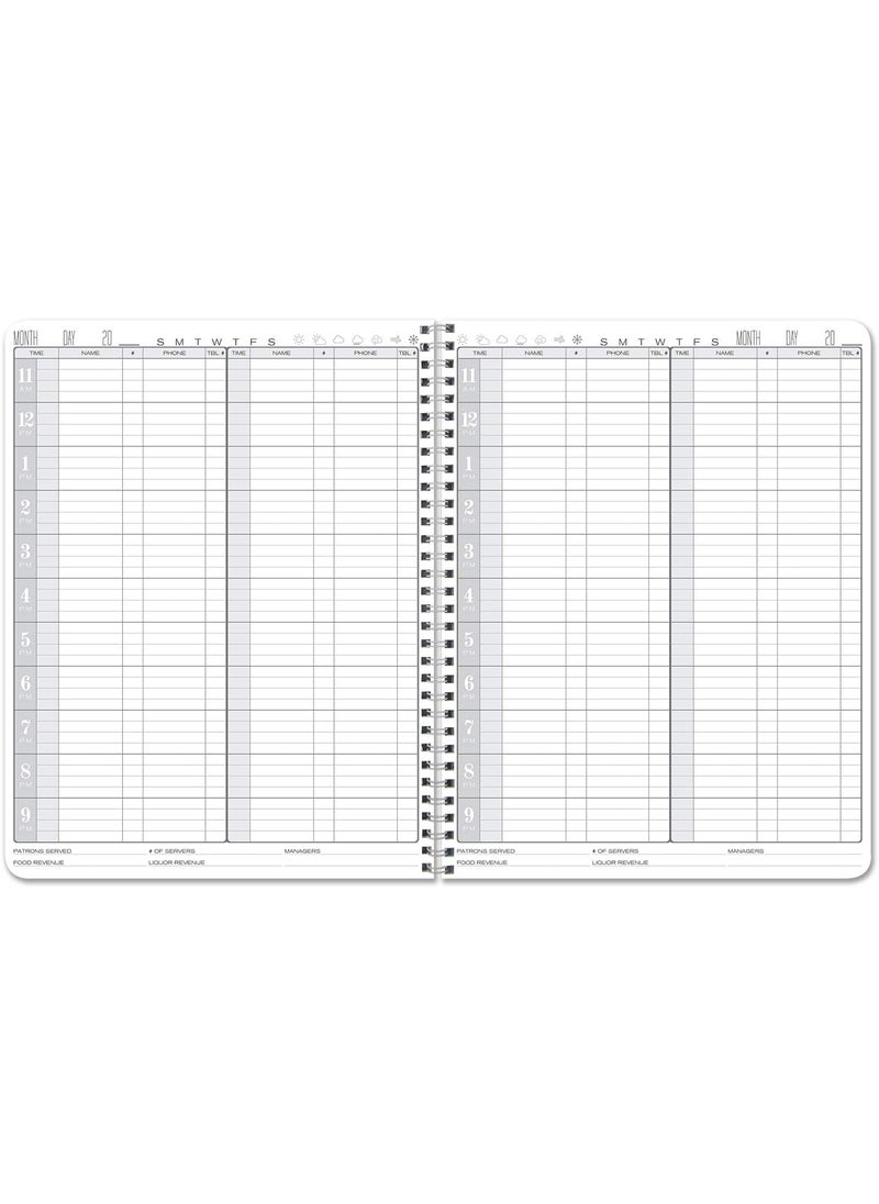 BookFactory BookFactory Reservation Book for Restaurant Table Reservations Restaurant Dinner Reservations 120 Days 120 Pages 85 x 11 Black WireO LOG1207CWPPReservations  - Image 2