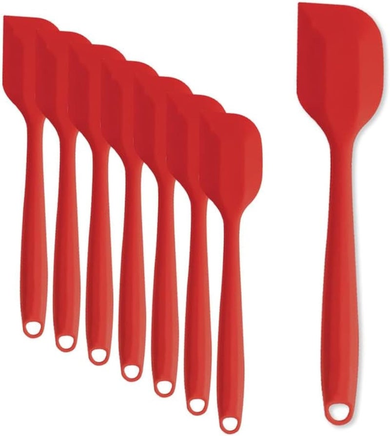 KAKAMINA 8 Pieces Silicone Spatulas, 8.3 inch Small Rubber Spatulas Non-stick Heat-Resistant Non-stick with Stainless Steel Core For Cake Cream Cooking Gadget (Red) - Image 1