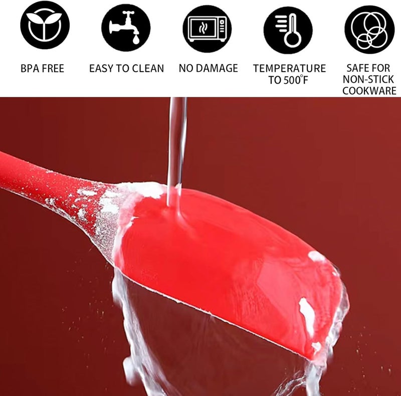 KAKAMINA 8 Pieces Silicone Spatulas, 8.3 inch Small Rubber Spatulas Non-stick Heat-Resistant Non-stick with Stainless Steel Core For Cake Cream Cooking Gadget (Red) - Image 5
