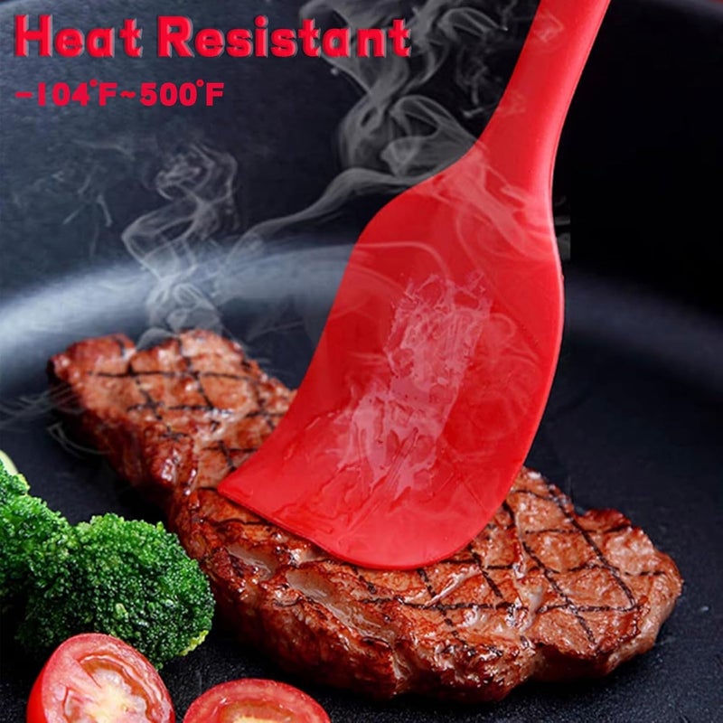 KAKAMINA 8 Pieces Silicone Spatulas, 8.3 inch Small Rubber Spatulas Non-stick Heat-Resistant Non-stick with Stainless Steel Core For Cake Cream Cooking Gadget (Red) - Image 4