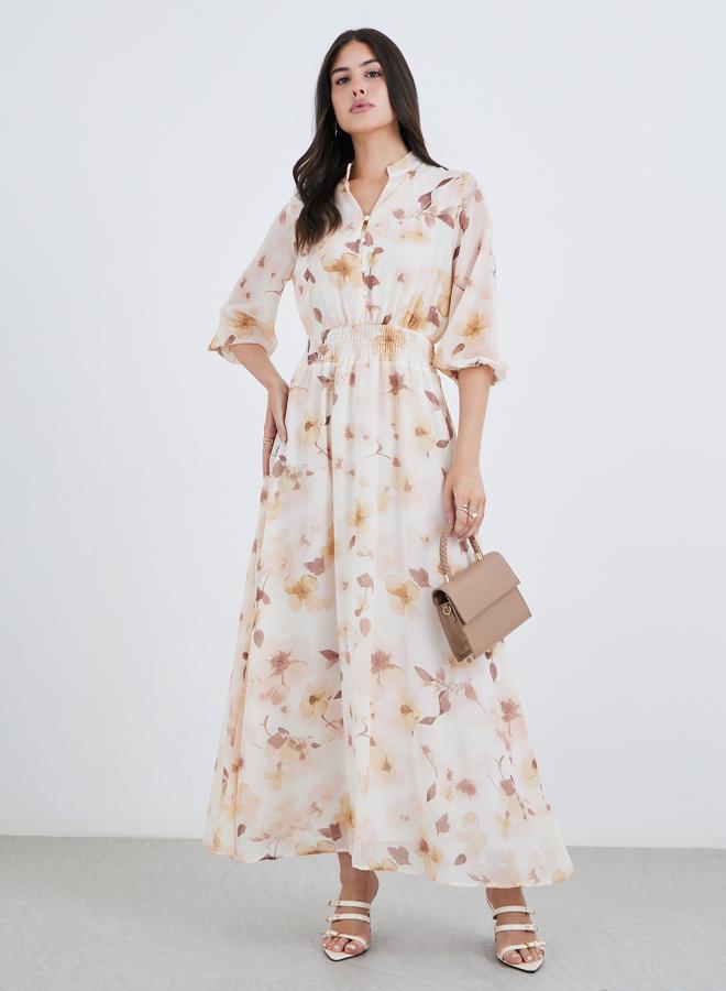 ستايلي فستان ماكسي بقصة - وأكمام بالون بطبعة زهور من ستايلي - Image 1