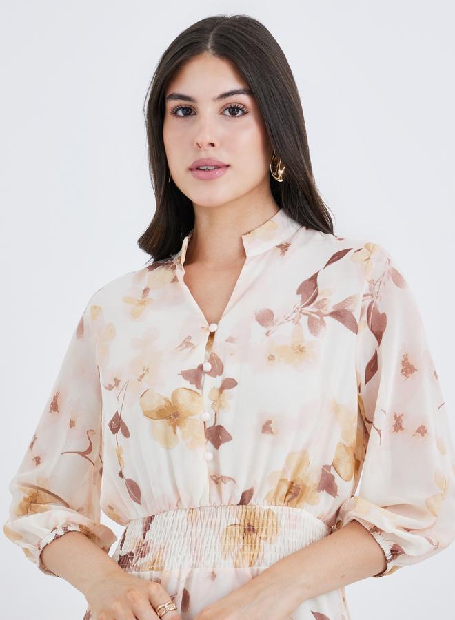 ستايلي فستان ماكسي بقصة - وأكمام بالون بطبعة زهور من ستايلي - Image 4