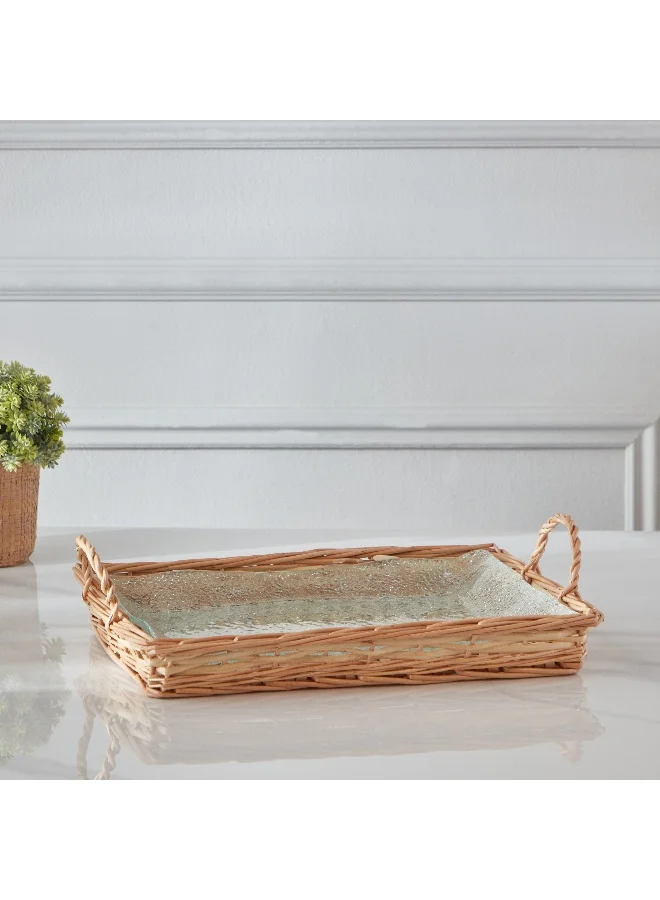 Home Box Minimalist 2-Piece Glass Serving Tray Set