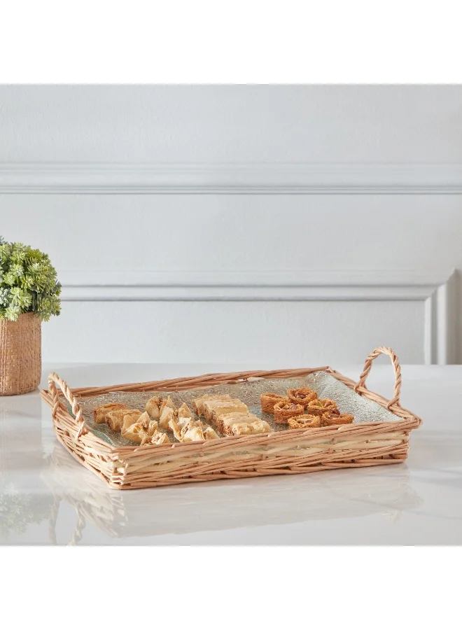 Home Box Minimalist 2-Piece Glass Serving Tray Set