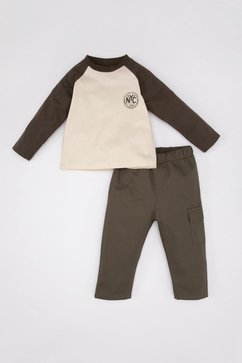 DeFacto Baby Boy Slogan Printed T-Shirt Trousers 2 Piece Set - Image 1