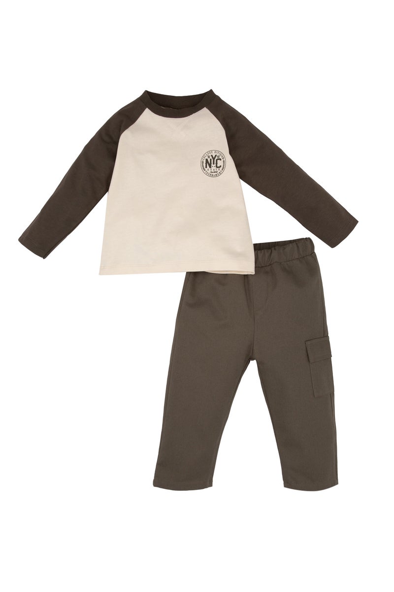 DeFacto Baby Boy Slogan Printed T-Shirt Trousers 2 Piece Set - Image 5