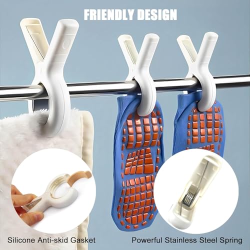 HEXONIQ® Plastic Towel Pins, Strong Grip Anti-Rust Spring, Heavy Duty Beach Towel Clips, Laundry Clothes Pins to Keep Your Towel, Clothes, Blanket Drying on Clothesline, Multicolor, Pack of 6 - Image 4