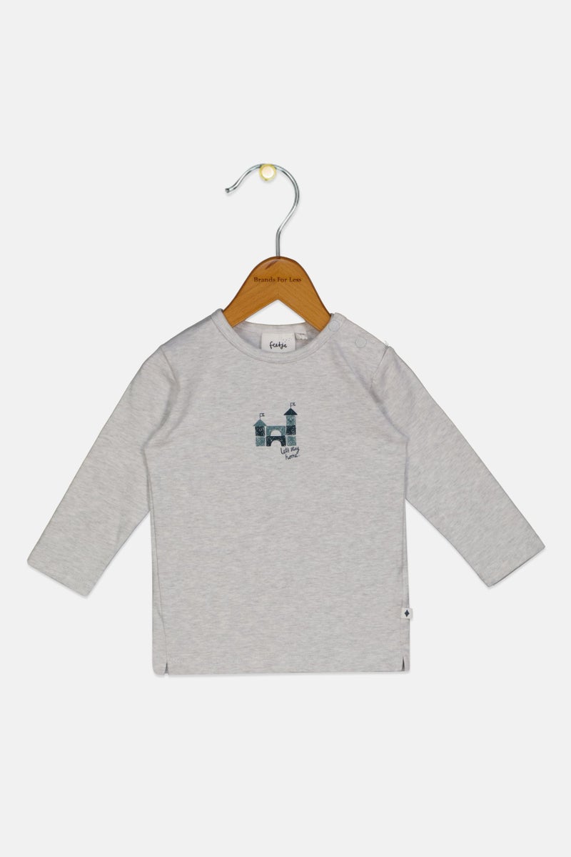 Feetje Toddlers Boy Long  Sleeve Graphic T Shirt, Light Grey - Image 1