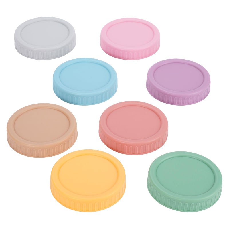 Wide Mouth Mason Jar Lids ChefBee 8PCS Colored Mason Plastic Lids Wide Mouth Leak Proof Plastic Canning Covers for Jars Reusable Can Covers Tops Caps with Rings for Ball Kerr and More