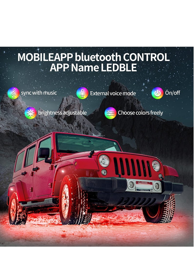 Loquat Waterproof RGB LED Rock Lights 4Pcs Neon Underglow Lighting Kit with APP  Wireless Remote Control, Auto Wheel Exterior Underglow Lights Under Car Lights for SUV Truck AUTO Motorcycle - Image 4