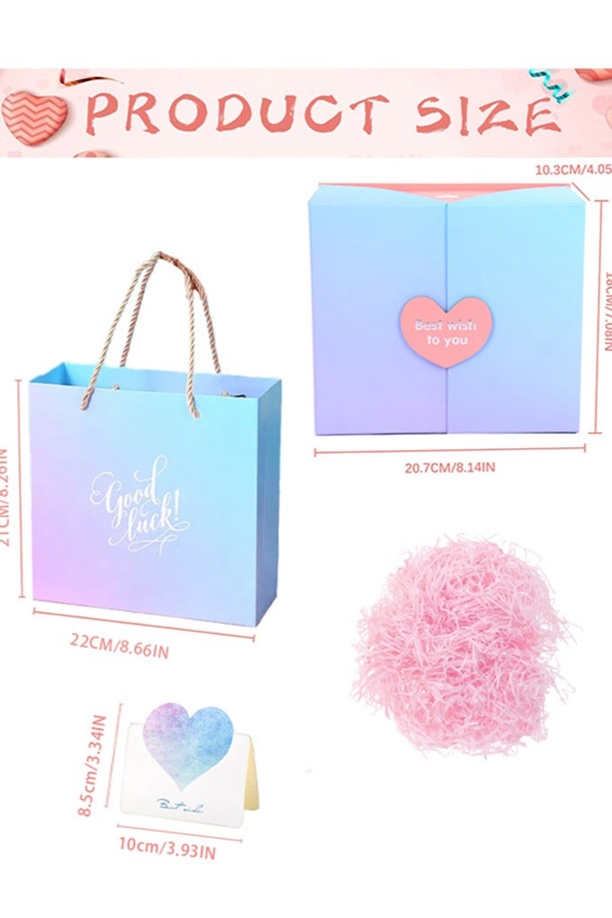 بوفان صندوق هدايا مزود بغطاء وصندوق هدايا مزود ببطاقة تهنئة وورق ممزق وصناديق هدايا ممغنطة وكبير لحفل الزفاف وأعياد الميلاد والذكرى السنوية (وردي) - Image 2