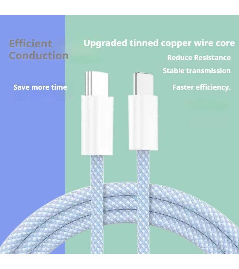 White Braided Data Cable Dual Type C Head for All Typc C Devices - Image 3