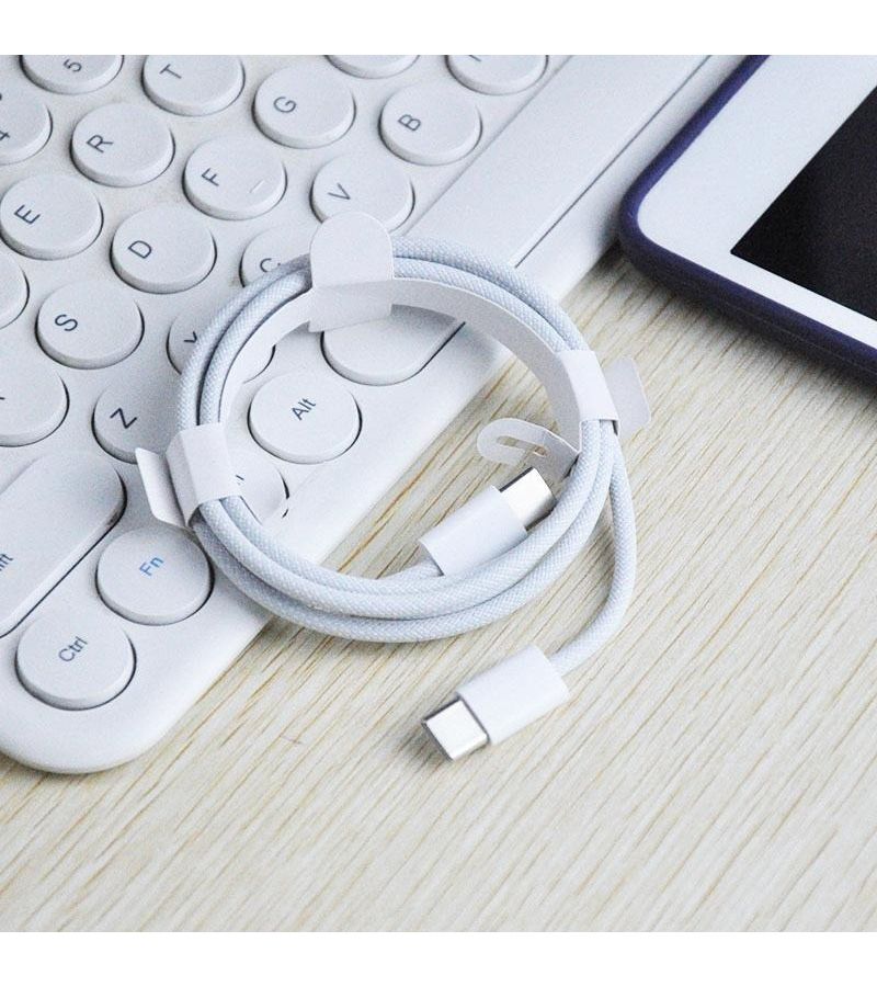 White Braided Data Cable Dual Type C Head for All Typc C Devices - Image 1
