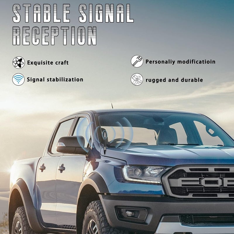 هوائي رصاصة علم أمريكا للسيارات والشاحنات مع أغطية صمامات الإطارات، عمود عالمي لـ GM Chevy Silverado 1500 2500 3500 HD Avalanche Ford F150 F250 F350 Denali شاحنات البيك أب الثقيلة (فضي) محلي وعابر شحن - Image 3