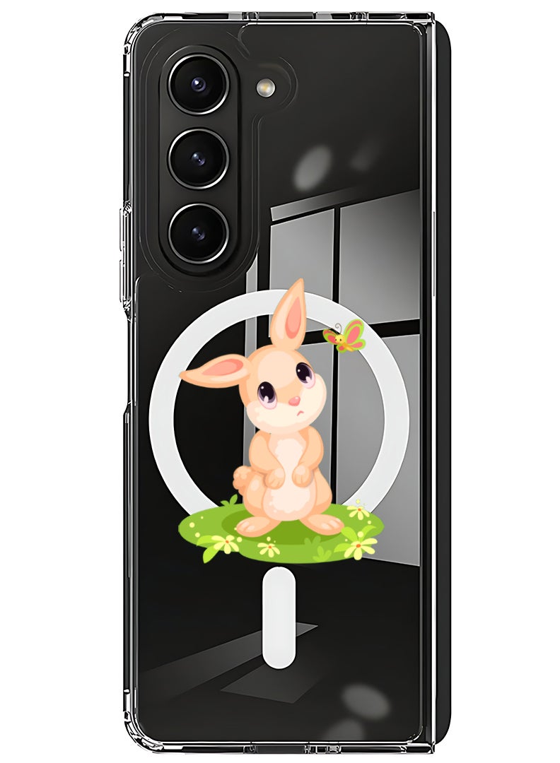 Theodor Magnetic Case for Samsung Galaxy Z Fold 5 Compatible with MagSafe Wireless Charging, Shockproof Phone Bumper Cover sad rabbit - Image 1