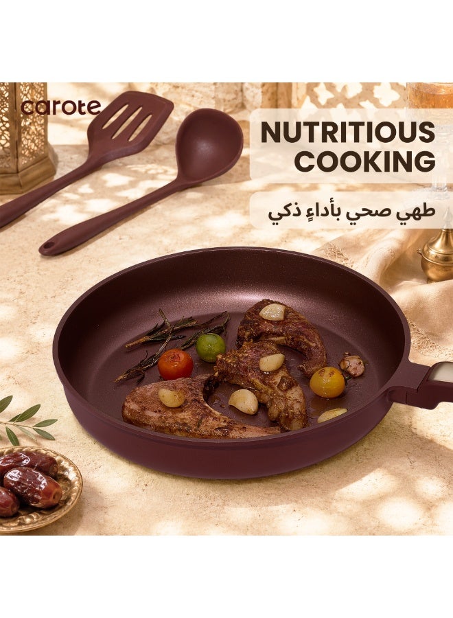 Carote 16-Piece Non Stick Cookware Set – Stay Cool Handles, Induction & Gas Compatible, Dishwasher Safe, PFOA & PFOS Free, Space Saving Kitchen Pots and Pans with Lids, Stockholm Collection, Wine Red - Image 5