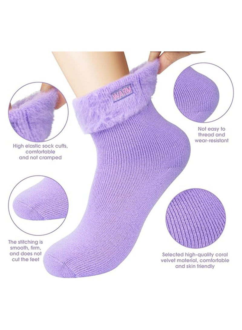 Women Fluffy Warm Socks Winter Thermal Cosy Socks Ladies Fuzzy Cozy Bed Socks Soft Home Socks Sweet Birthday Thanksgiving Gifts for Women Girls, 3Pairs - Image 5