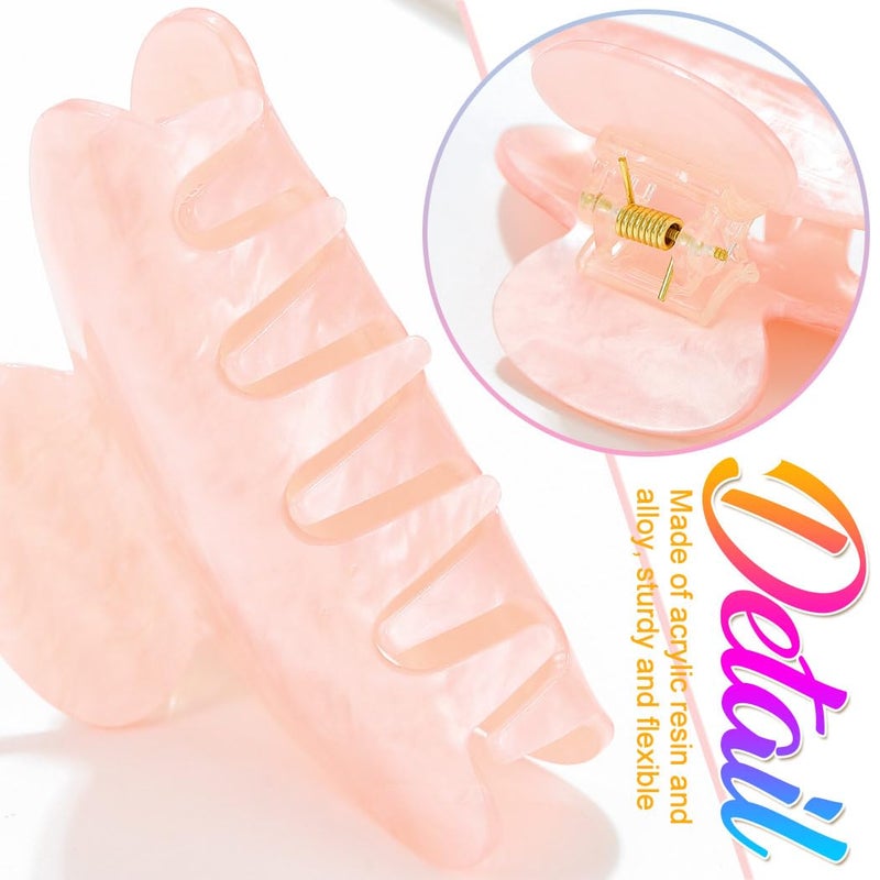CAKURE Acrylic Claw Clips Pink Hair Clips Cute Hair Claw Barrettes Medium Nonslip Hair Claw Hair Accessories for Women and Girls (Pack of 2) (a-pink&champagne) - Image 4