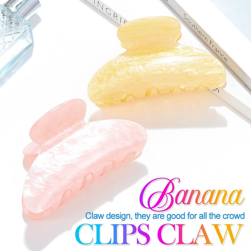 CAKURE Acrylic Claw Clips Pink Hair Clips Cute Hair Claw Barrettes Medium Nonslip Hair Claw Hair Accessories for Women and Girls (Pack of 2) (a-pink&champagne) - Image 2