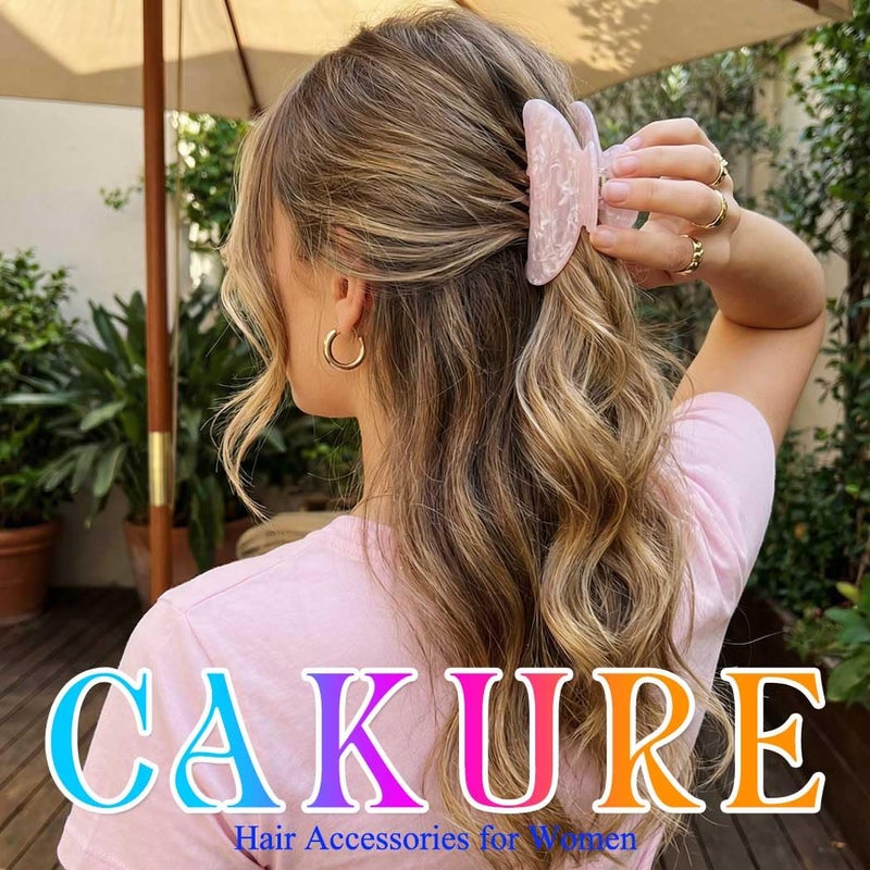 CAKURE Acrylic Claw Clips Pink Hair Clips Cute Hair Claw Barrettes Medium Nonslip Hair Claw Hair Accessories for Women and Girls (Pack of 2) (a-pink&champagne) - Image 5