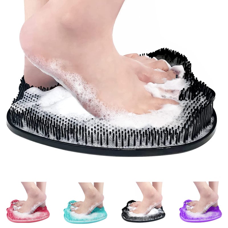 AXLOFO Shower Foot Scrubber Mat Larger Size Foot Massager Mat with NonSlip Suction Cups  Cleans Exfoliationl Massages Your Feet Without Bending Foot Circulation  Relieve Tired Feet Black
